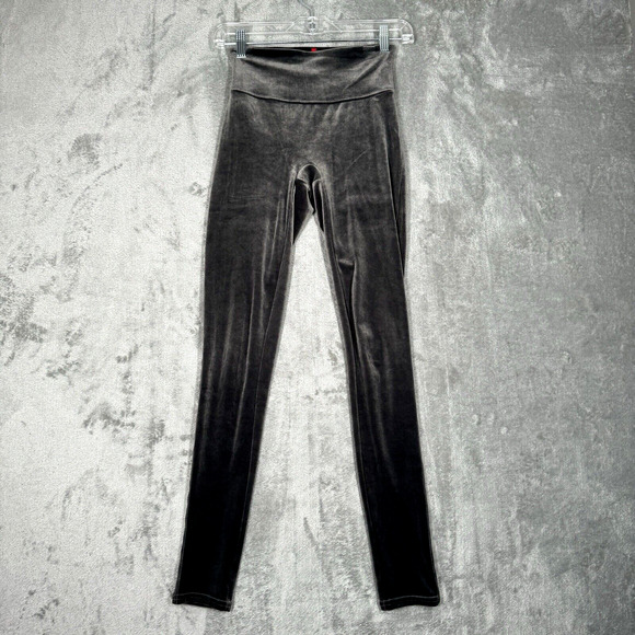 Spanx Pants‎ Womens Small Gray Velvet Legging Tummy Control Skinny Goth Grunge - Picture 2 of 9